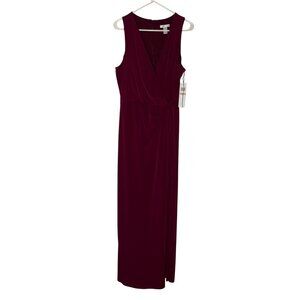 NWT London Times Wine Color Sleeveless Wrap Jumpsuit Size 12